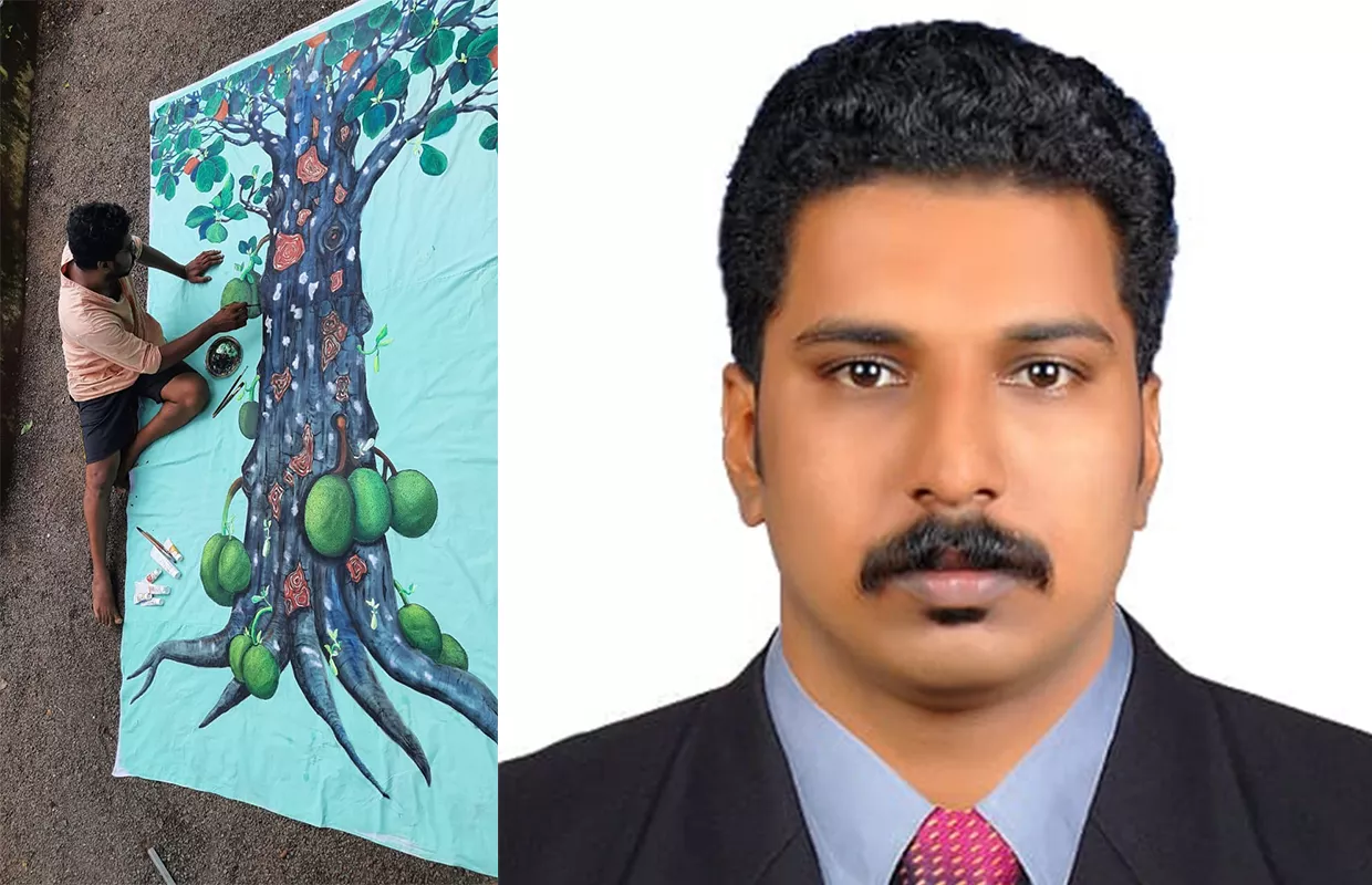 BIGGEST PAINTING OF A JACKFRUIT TREE ON A CLOTH