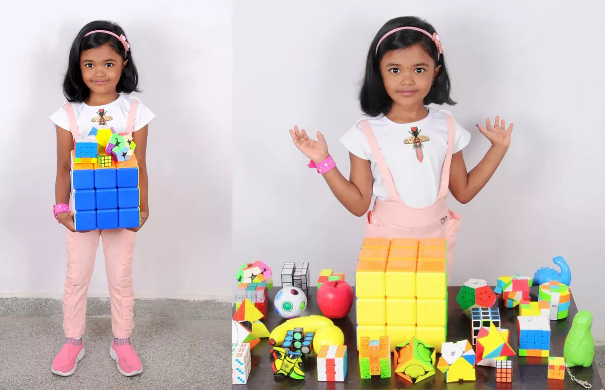 YOUNGEST GIRL TO SOLVE MOST RUBIK’S CUBES OF DIFFERENT SHAPES IN A SHORT TIME