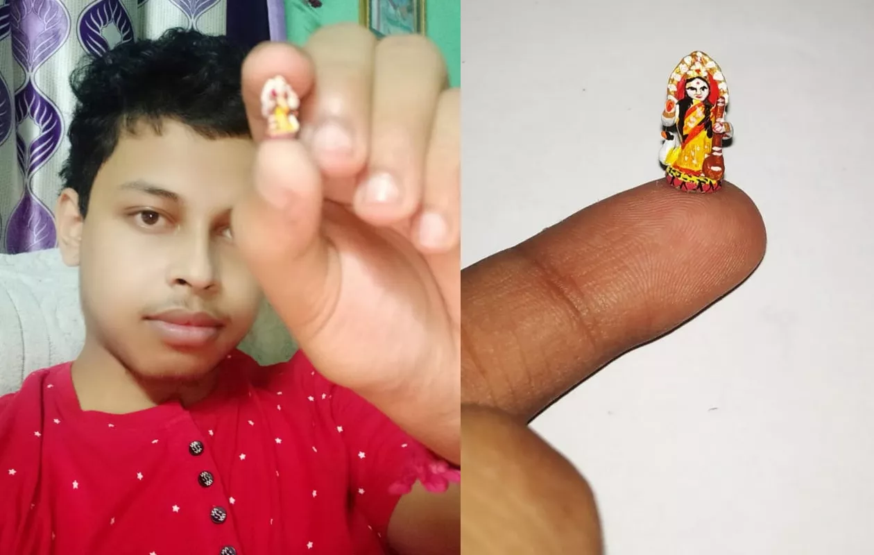 SMALLEST IDOL OF GODDESS SARASWATI ON CLAY MUD