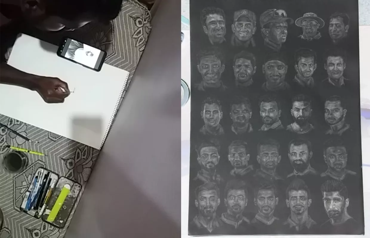 MAXIMUM NEGATIVE PORTRAITS OF INDIAN CRICKET PLAYERS ON SINGLE A3 SHEET