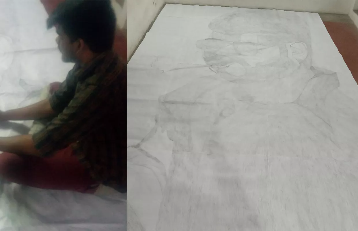 YOUNGEST TO DRAW A LARGEST PORTRAIT OF INDIAN ACTOR JOSEPH VIJAY