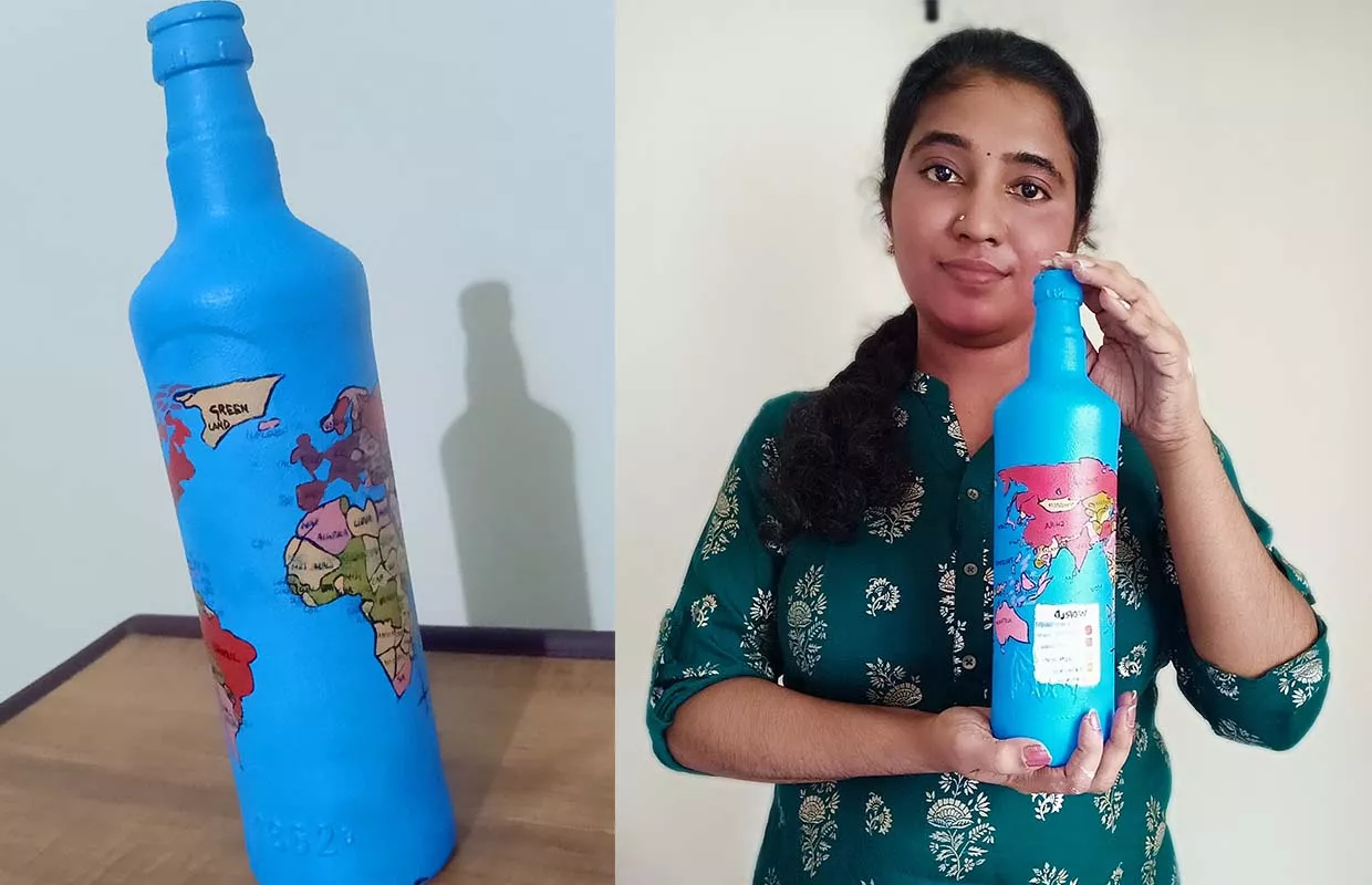 YOUNGEST TO DO BOTTLE ART SHOWING COVID CASES IN THE WORLD