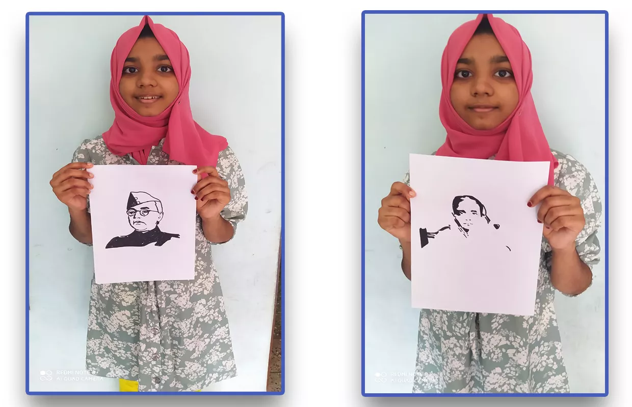 MOST STENCIL ART PORTRAITS MADE OF INDIAN FREEDOM FIGHTERS ON A4 SIZE SHEETS