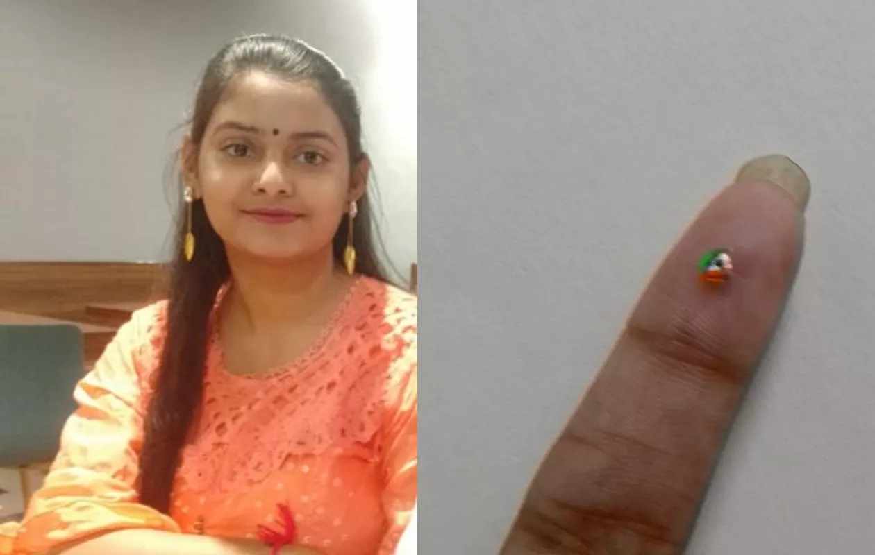 SMALLEST PAINTING OF INDIAN FLAG ON A SUGAR PIECE