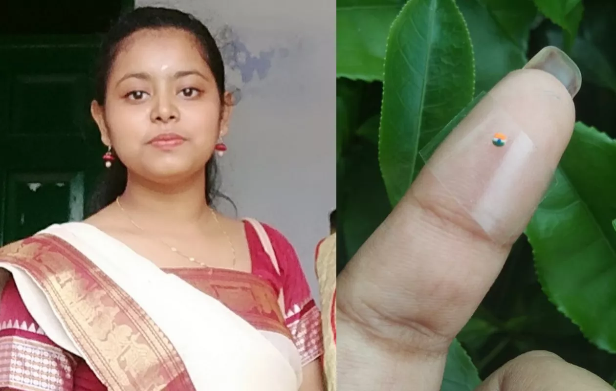 SMALLEST PAINTING OF INDIAN FLAG ON SOGO SEED