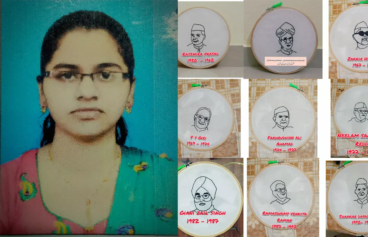 YOUNGEST TO MAKE MAXIMUM EMBROIDERY PORTRAITS OF INDIAN PRESIDENTS