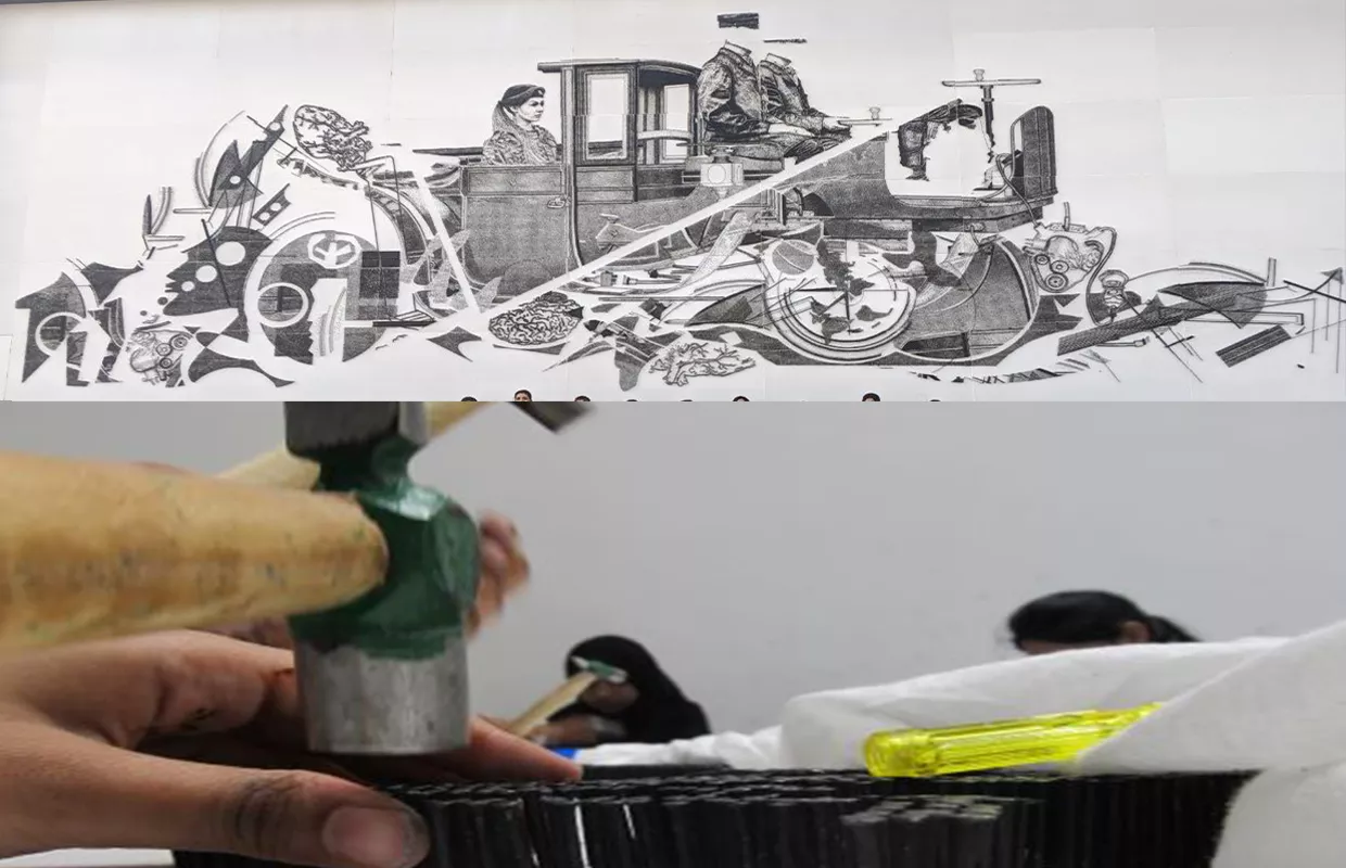 LARGEST METAL NAIL MOSAIC