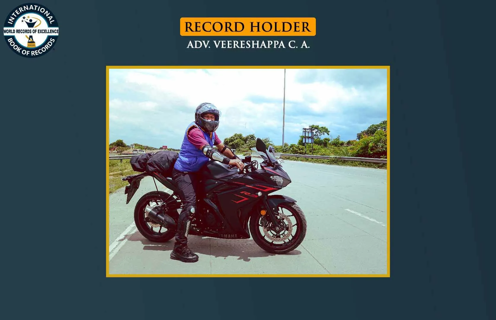 ELDEST TO COVER DISTANCE FROM KANYAKUMARI TO KASHMIR ON 321 CC BIKE