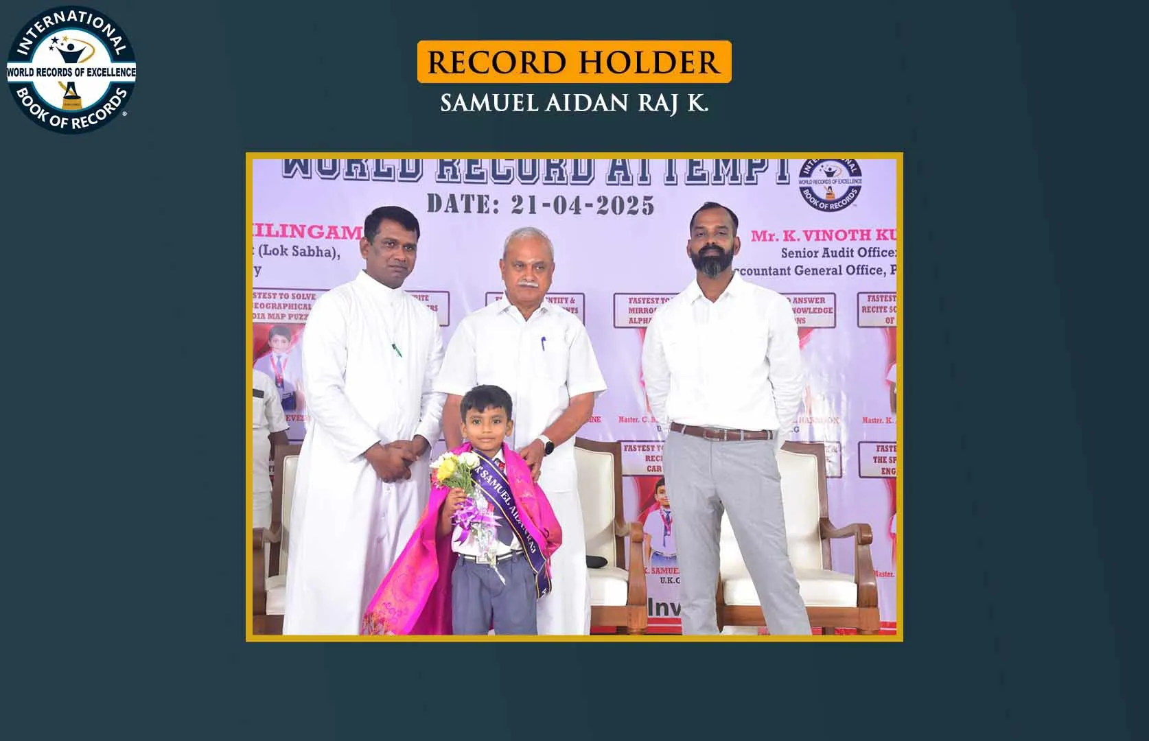 FASTEST TO IDENTIFY 100 CAR LOGOS AND RECITED THEIR NAMES (KID)