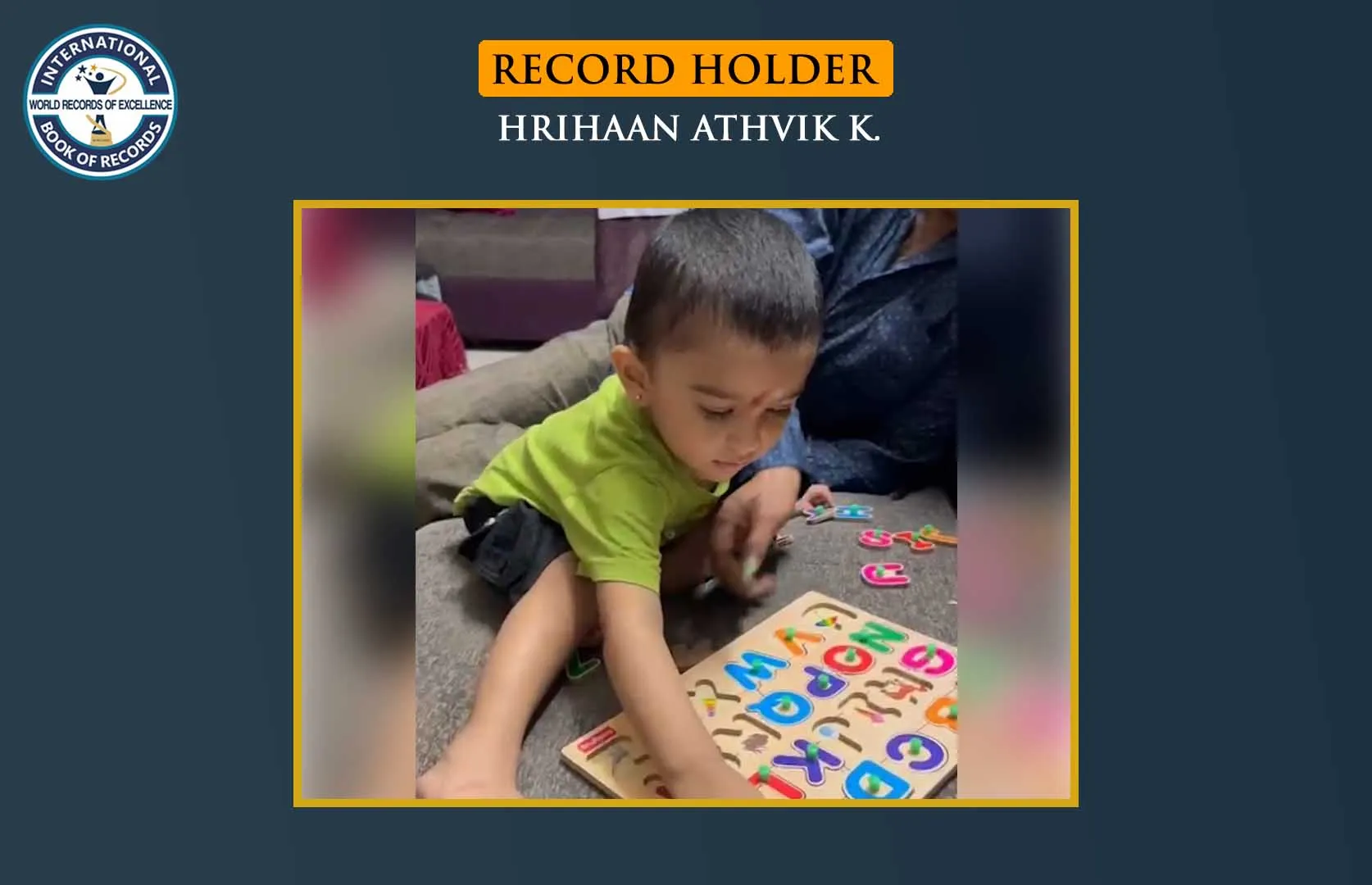 FASTEST TO ARRANGE ENGLISH ALPHABETS ON AN ALPHABET GAME BOARD (TODDLER)