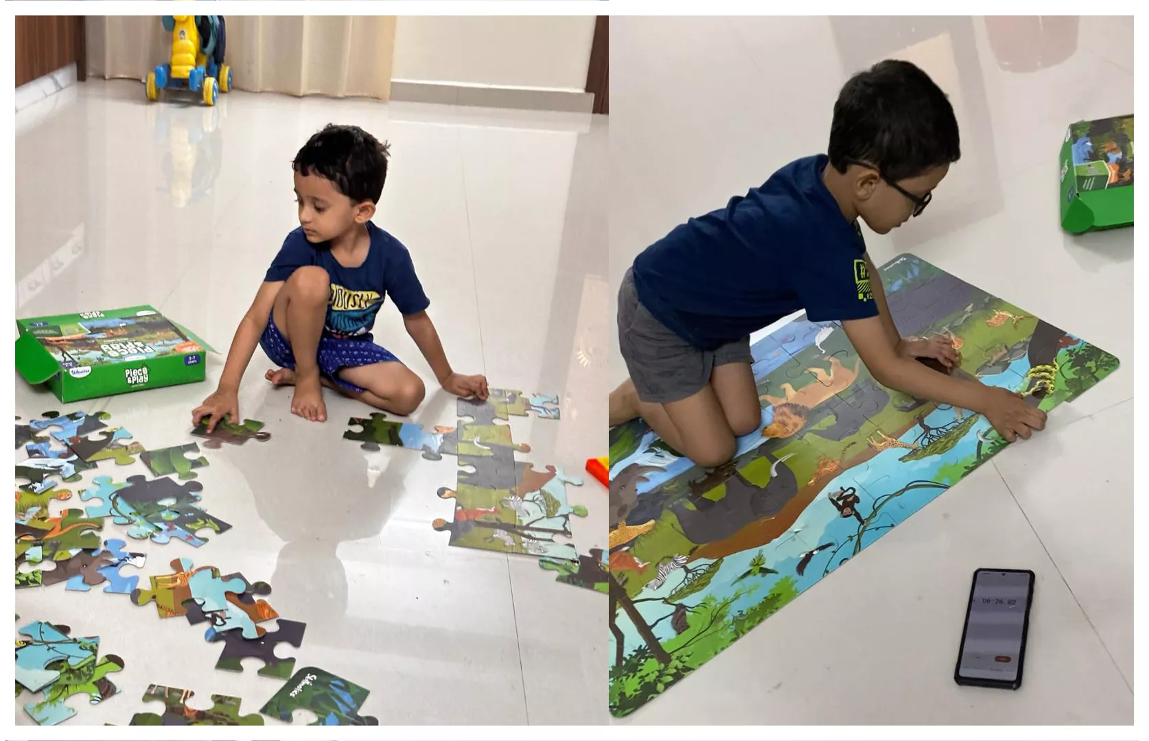 FASTEST TIME TO SOLVE 48 PIECES JIGSAW PUZZLE OF GIANT JUNGLE ANIMAL (KID)