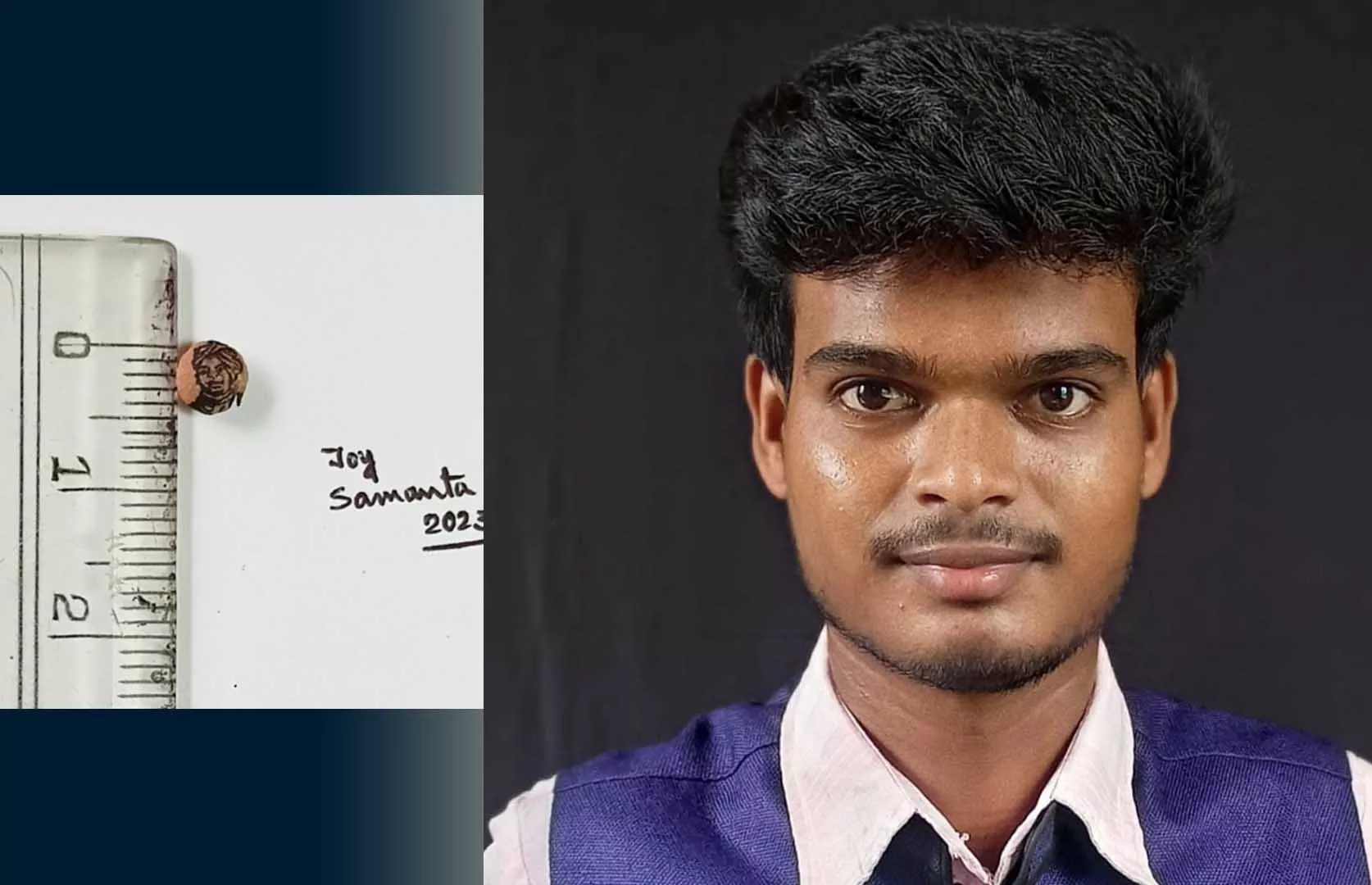 YOUNGEST TO PAINT PORTRAIT OF SWAMI VIVEKANAND ON LENTIL SEED