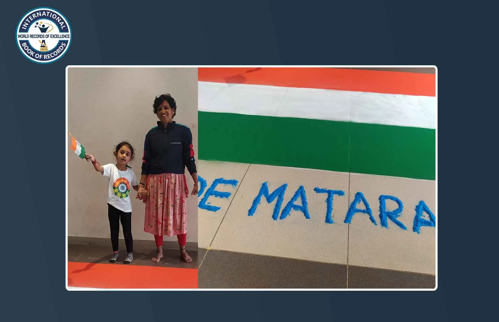 BIGGEST RANGOLI OF INDIAN FLAG'S TRICOLOR (KID)