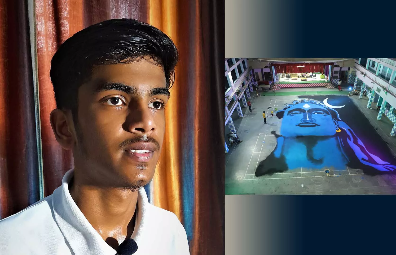 BIGGEST RANGOLI OF ADIYOGI SHIVA BY AN INDIVIDUAL