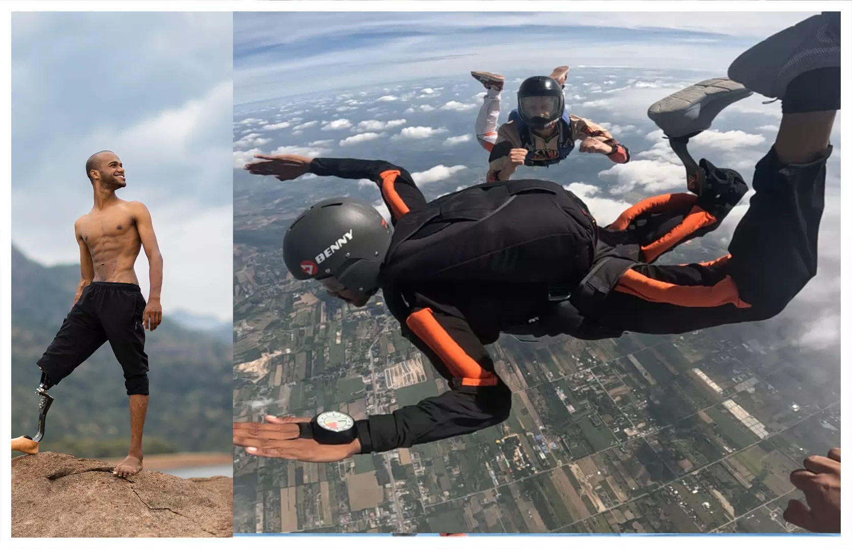 YOUNGEST TO DO SOLO SKYDIVING FROM HIGHEST ALTITUDE WITH PROSTHETIC LEG