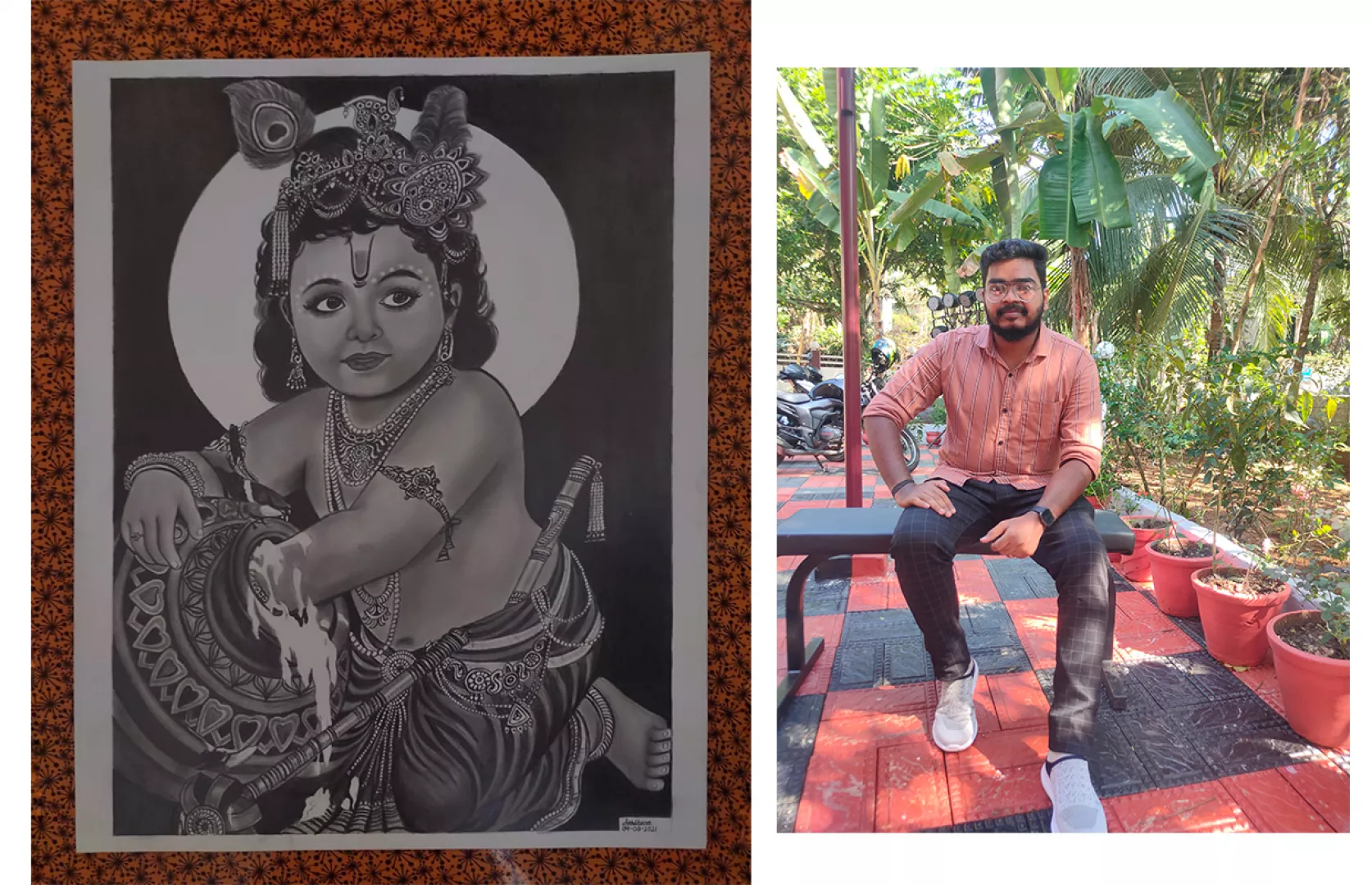 LARGEST PENCIL PORTRAIT OF LORD KRISHNA