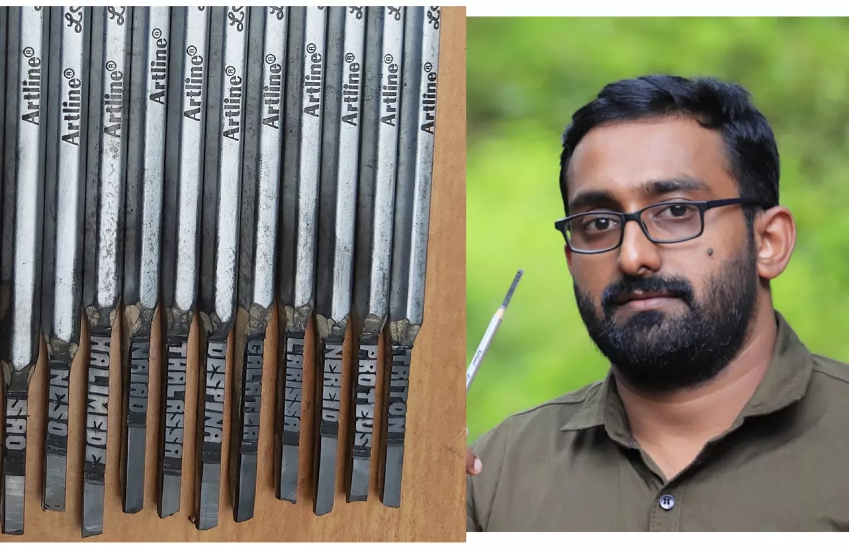 YOUNGEST TO CARVE ALL NAMES OF MOONS OF NEPTUNE ON PENCIL LEADS