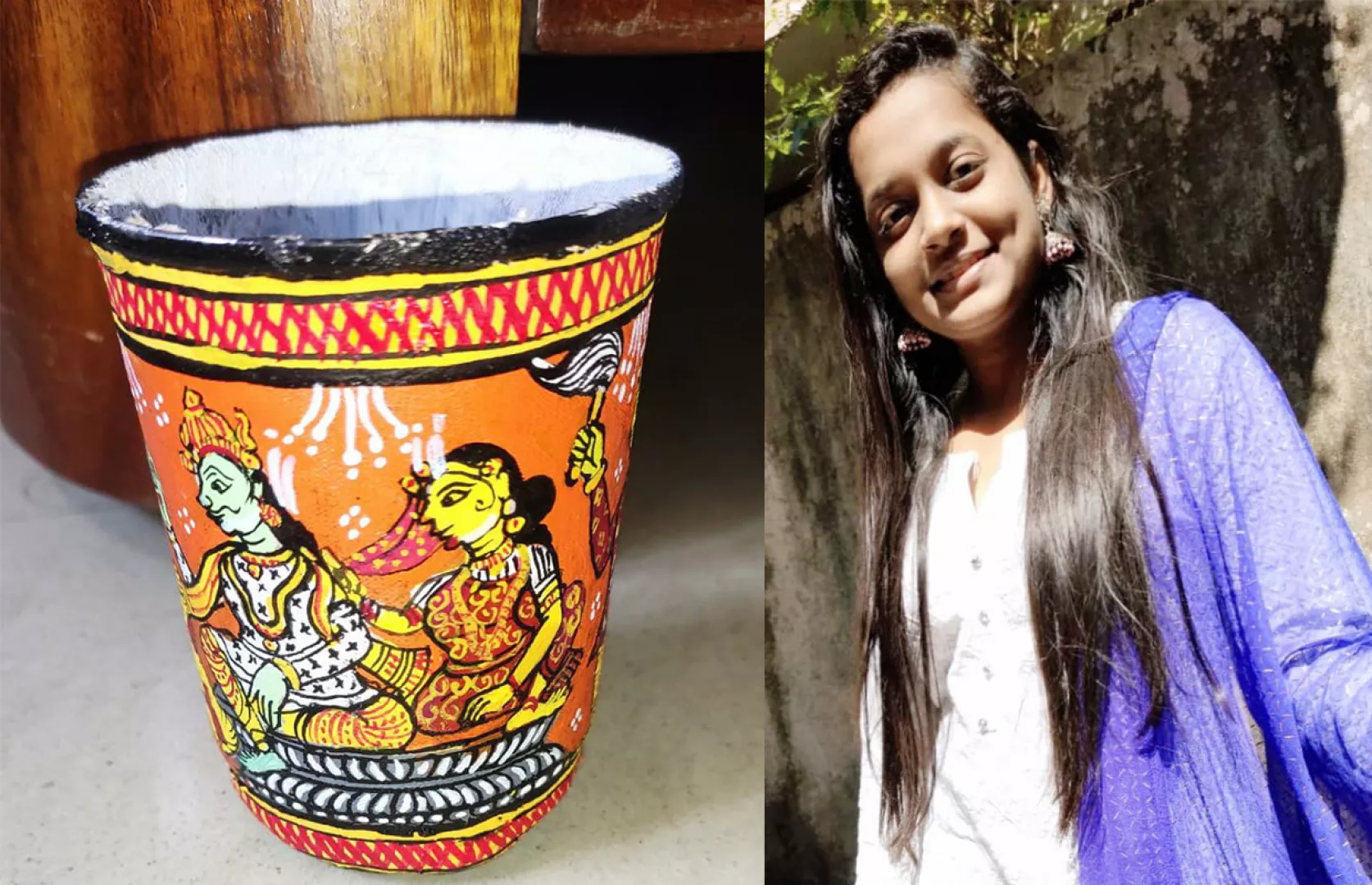 SMALLEST PATTACHITRA PAINTING OF RAMA ABHISHEKA ON A STEEL GLASS