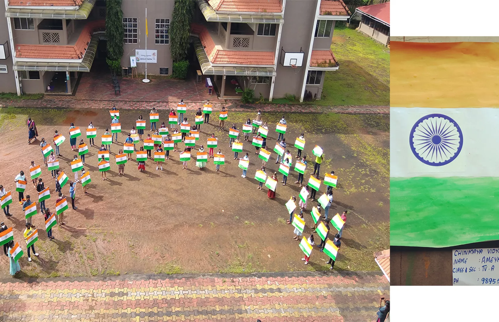 MOST STUDENTS PAINTING NATIONAL FLAGS ON DIFFERENT CHARTS OF SIZE 70X56 CM