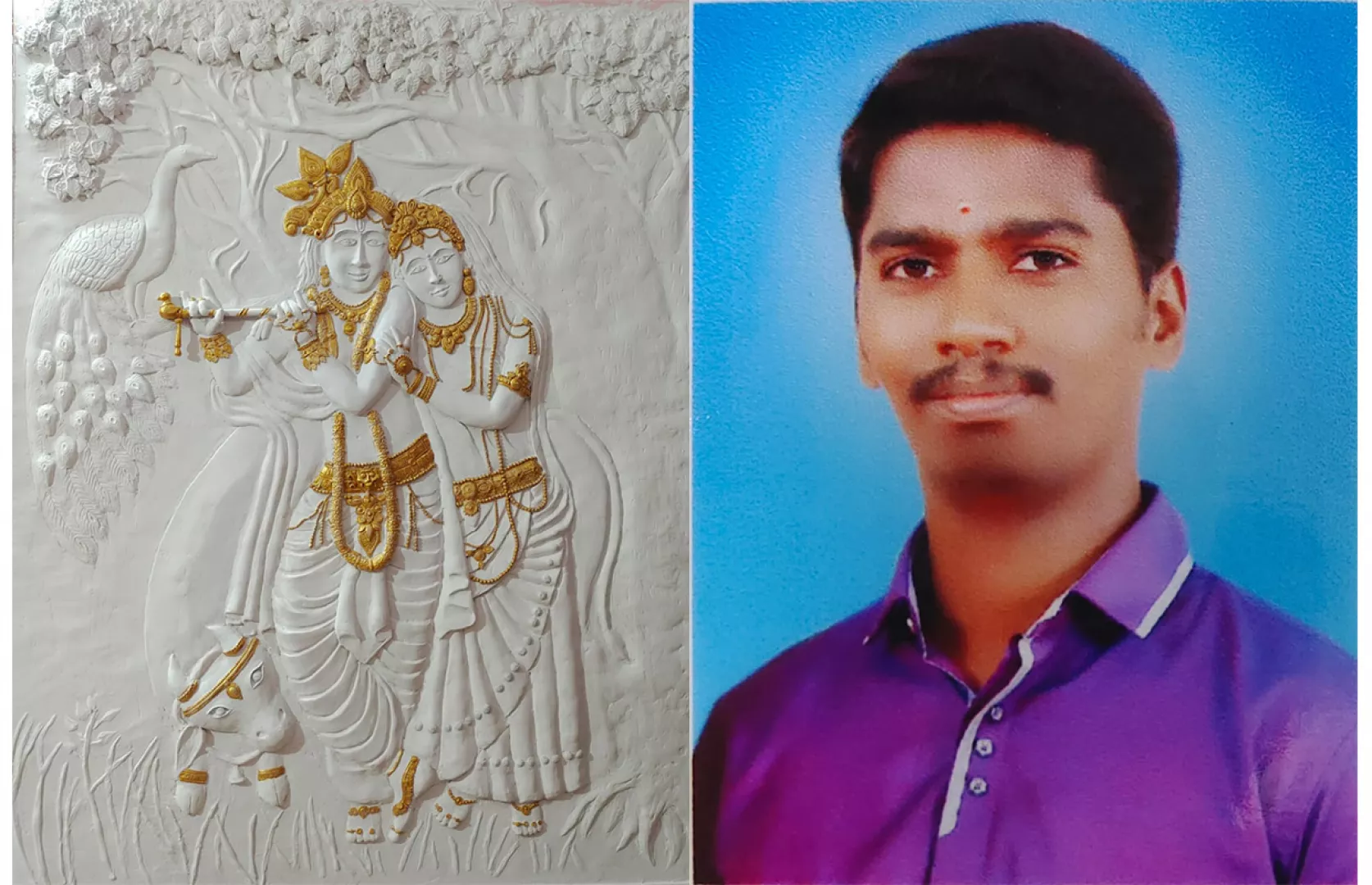 LARGEST DRYWALL HIGH RELIEF SCULPTURE ART OF LORD RADHA KRISHNA