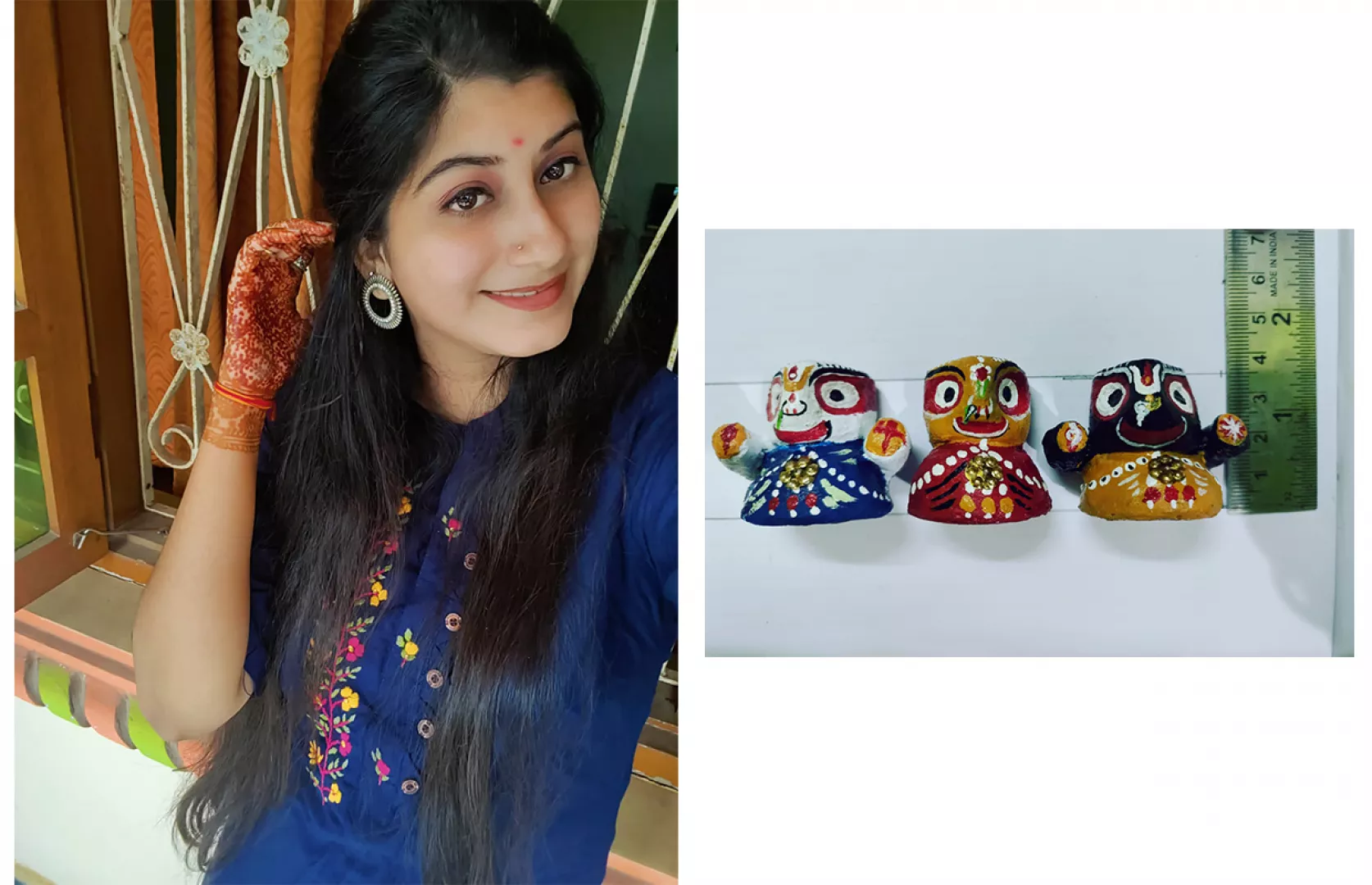 SMALLEST IDOL OF LORD JAGANNATH, BALABHADRA, SUBHADRA ON THRONE MADE WITH CLAY