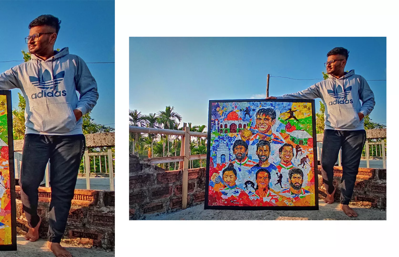 LARGEST COLLAGE PORTRAIT OF INDIAN ATHLETES MADE WITH WASTE MATERIALS