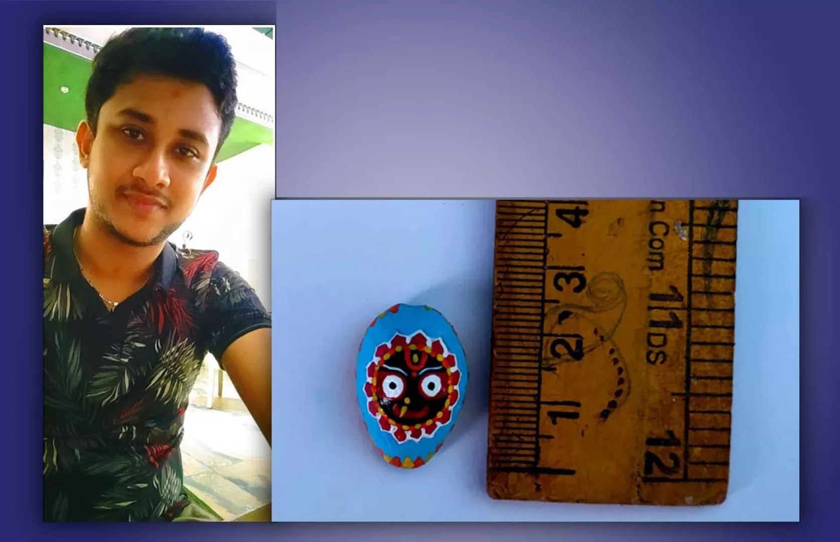 SMALLEST JAGANNATH PAINTING MADE ON COWRIE SHELL