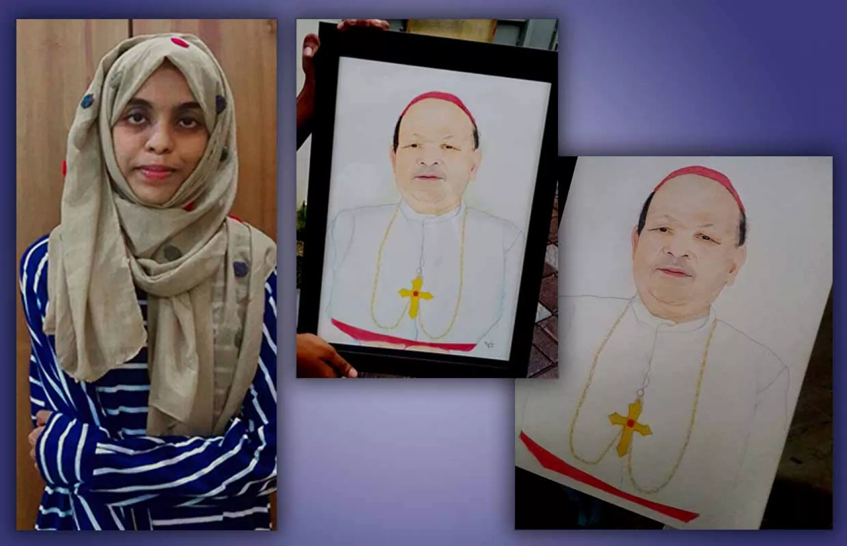 YOUNGEST TO DRAW LARGEST COLOR PENCIL PORTRAIT OF REV. DR. VARGHESE CHAKKALAKAL (TEENAGER)