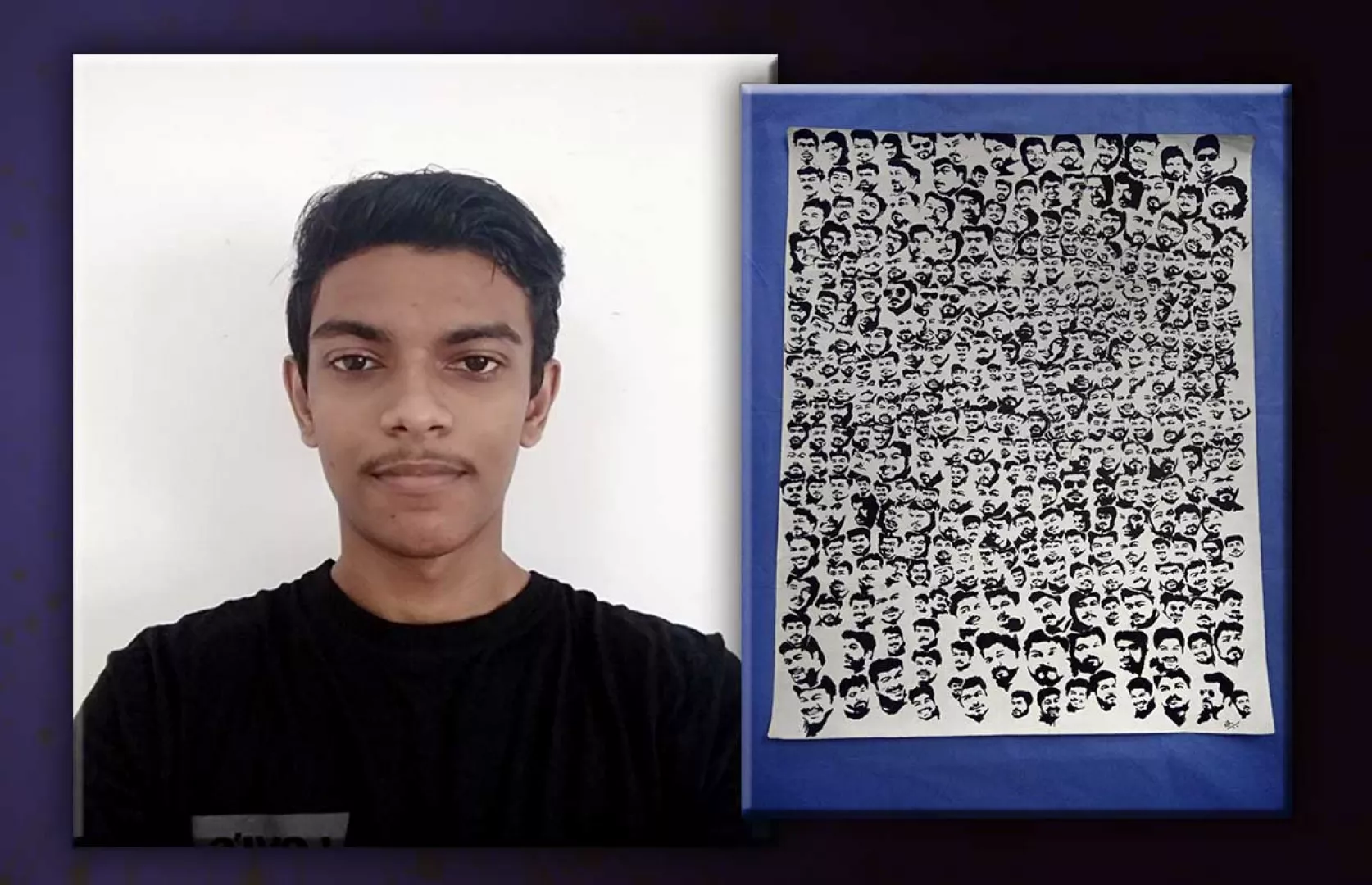 MOST STENCIL POTRAITS OF TAMIL ACTOR VIJAY DRAWN ON 71CM X 57 CM SHEET