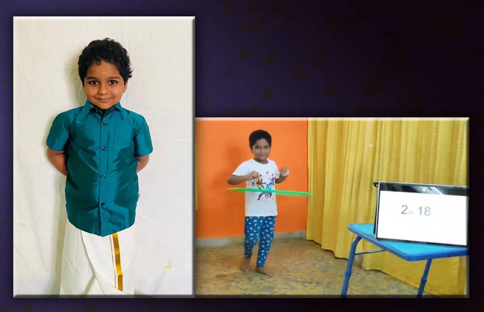 MOST NUMBER OF HULA HOOP SPINS AROUND WAIST WHILE ROTATING BODY BY A KID