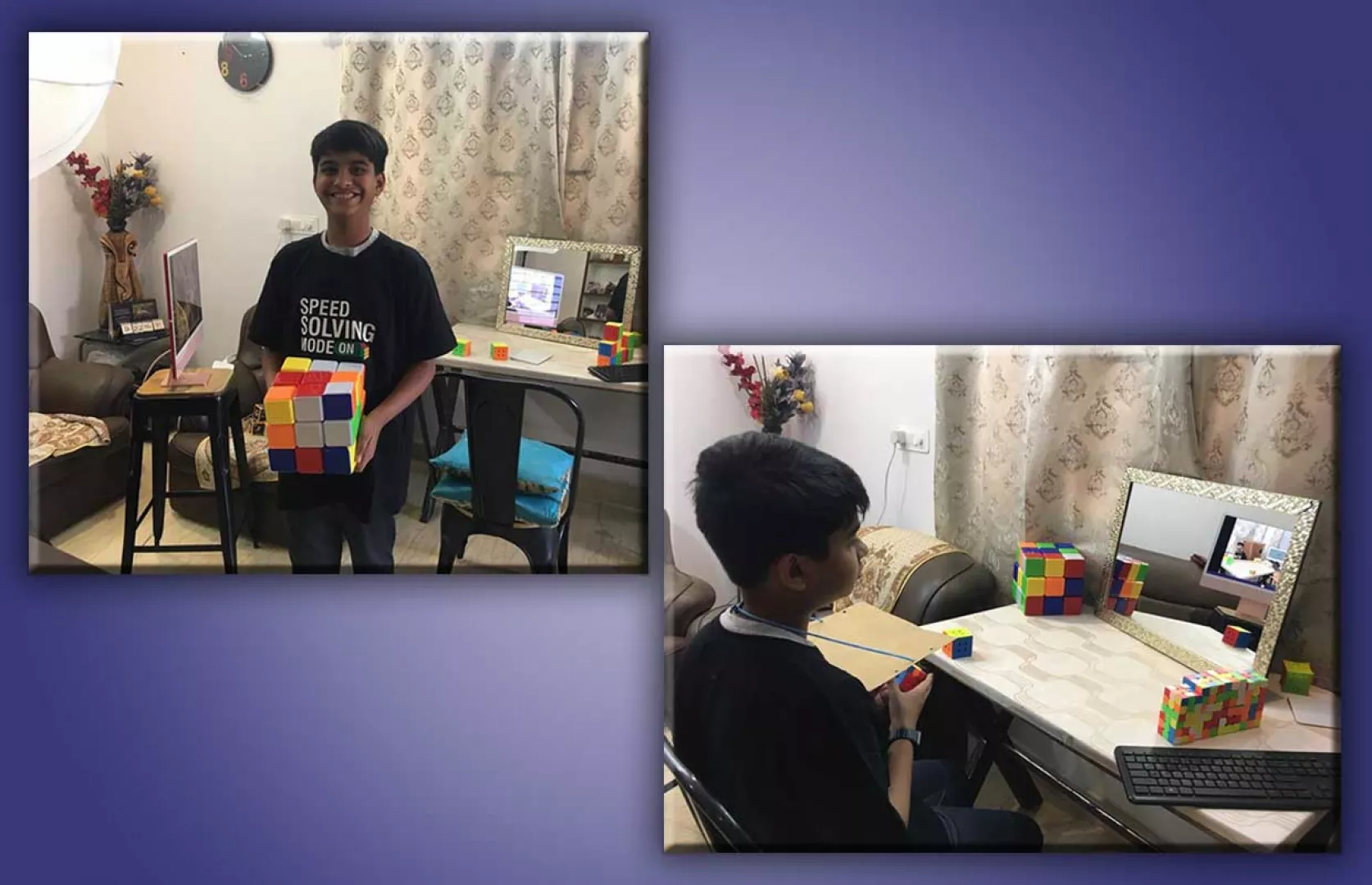 FASTEST TO SOLVE 3 X 3 RUBIK’S CUBE SEEING IT IN MIRROR BY A KID