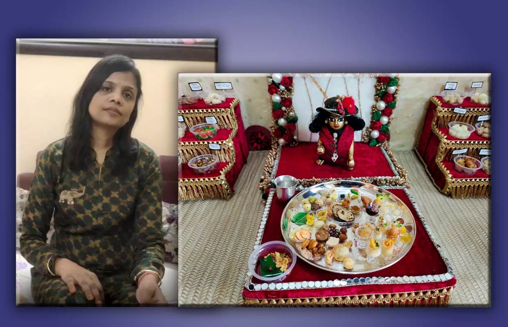 SMALLEST EDIBLE FOOD MINIATURES OF CHAPPAN BHOG PLACED IN A PLATE