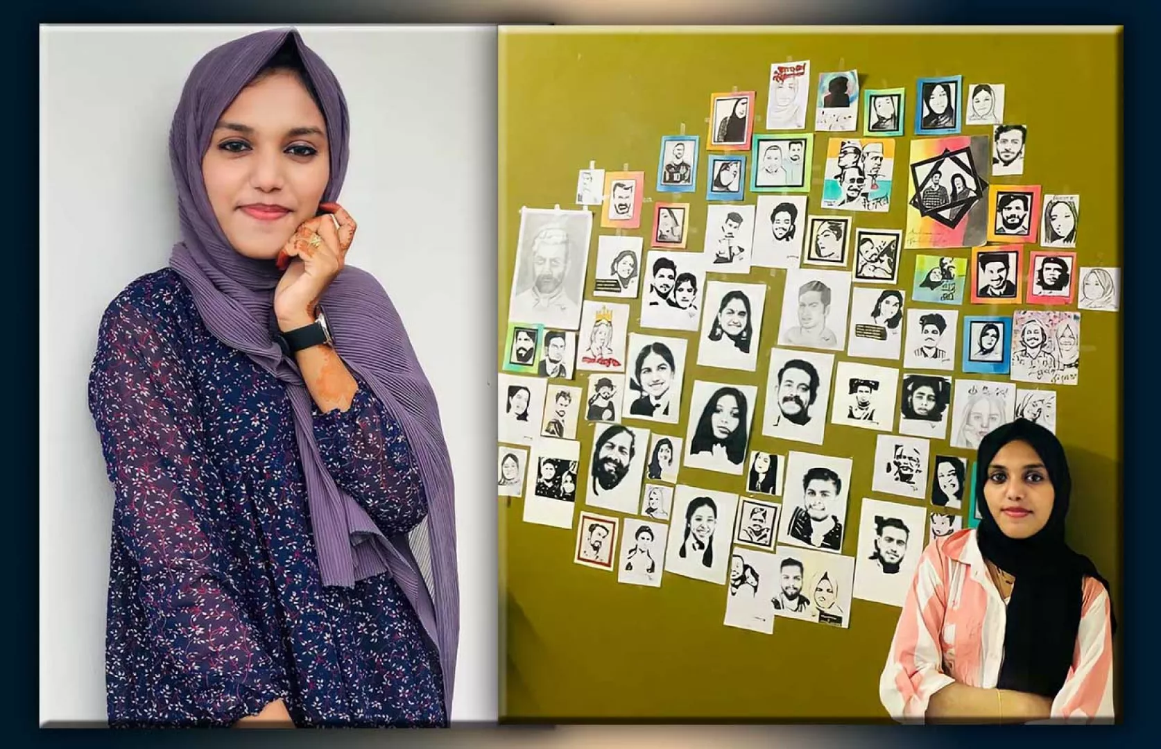 YOUNGEST TO MAKE PORTRAITS OF RULERS OF UAE USING BOTH HANDS SIMULTANEOUSLY