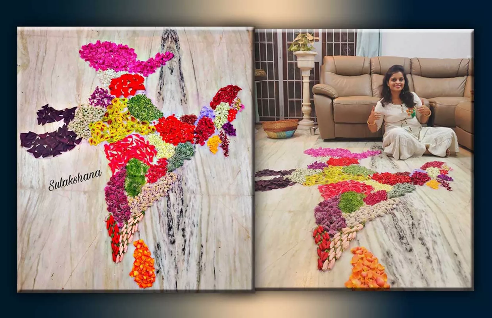 LARGEST INDIAN MAP MADE WITH FLOWERS, HIGHLITING EVERY STATE WITH DIFFERENT TYPE OF FLOWER
