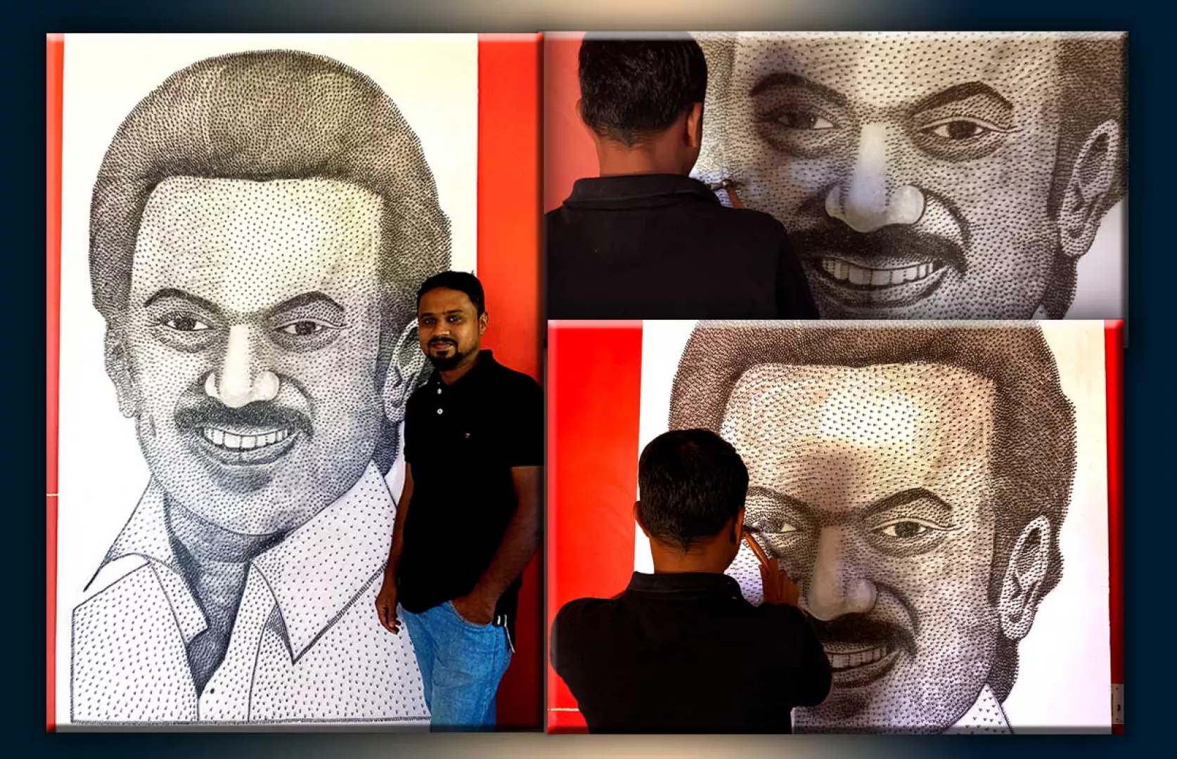 LARGEST PORTRAIT OF THE CHIEF MINISTER MADE OF METAL NAILS