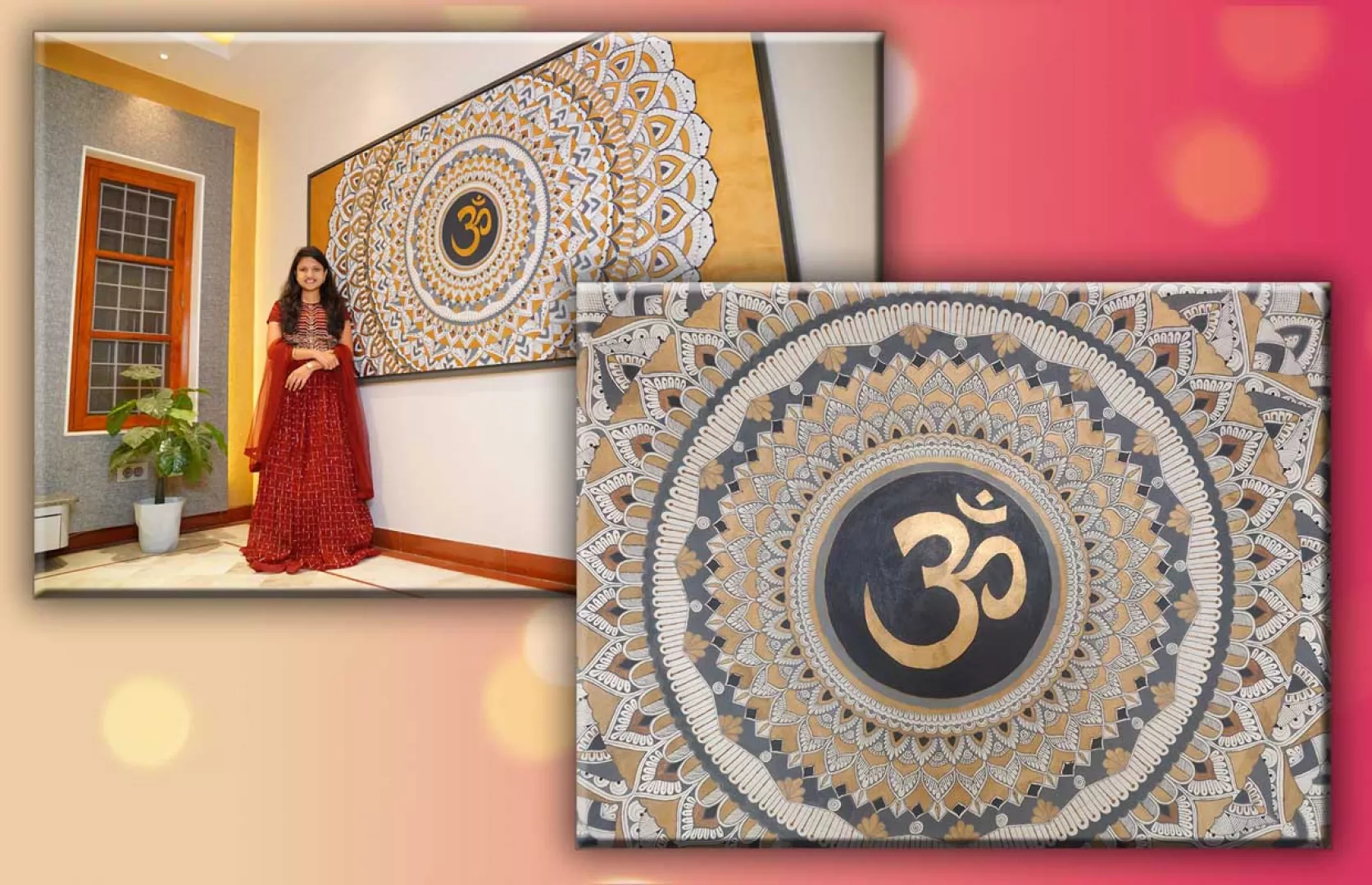 LARGEST MANDALA ART MADE ON PLYWOOD DEPICTING OM