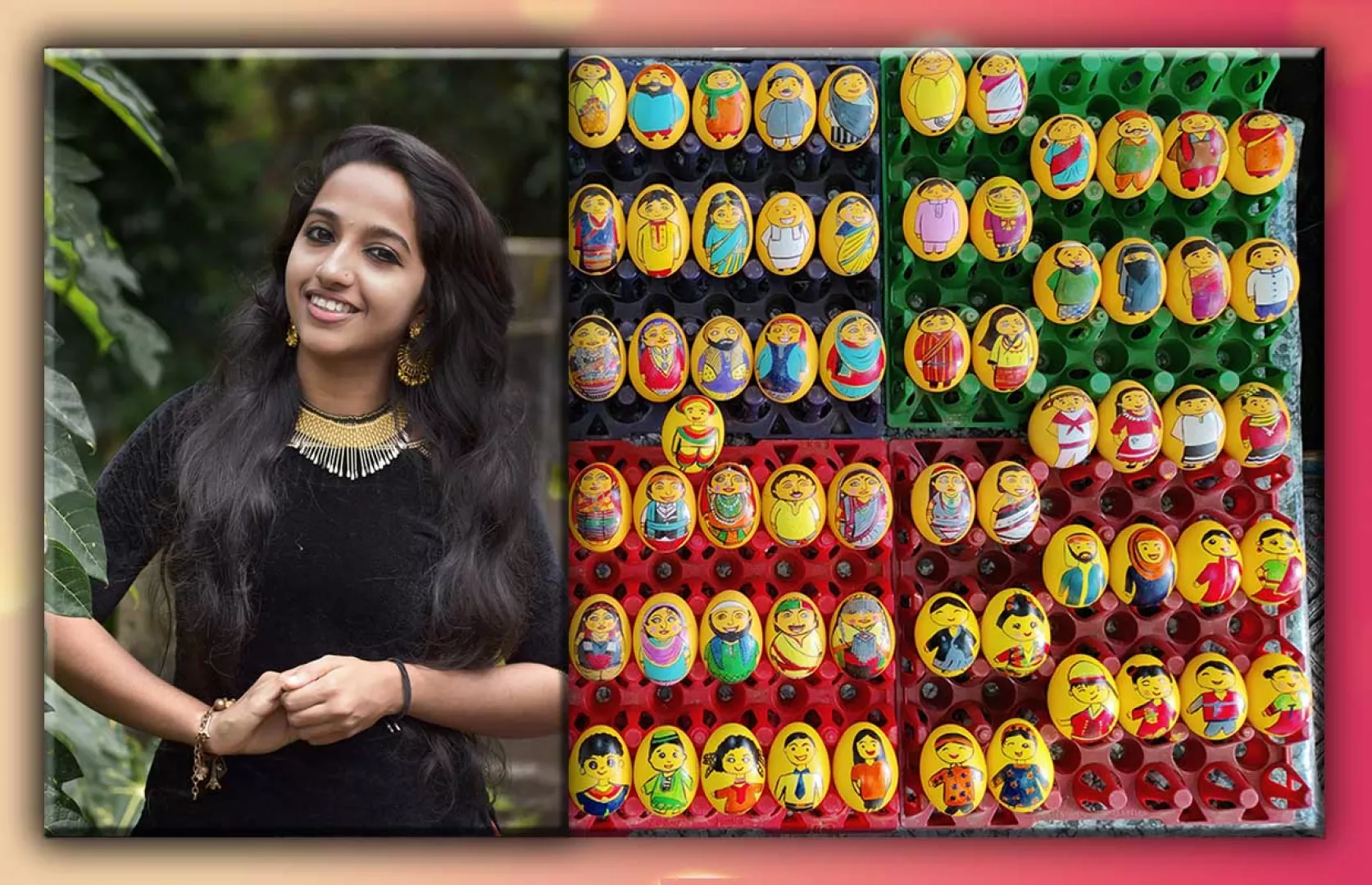 MAXIMUM PAINTINGS OF DOLL REPRESENTATION OF CULTURAL INDIAN COUPLES MADE ON EGG SHELLS