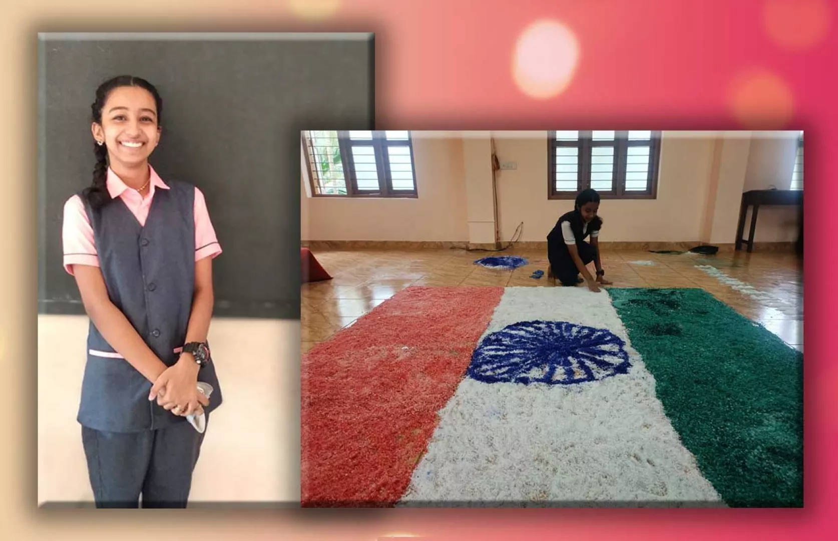 YOUNGEST TO MAKE A BIGGEST INDIAN FLAG MADE WITH SALT