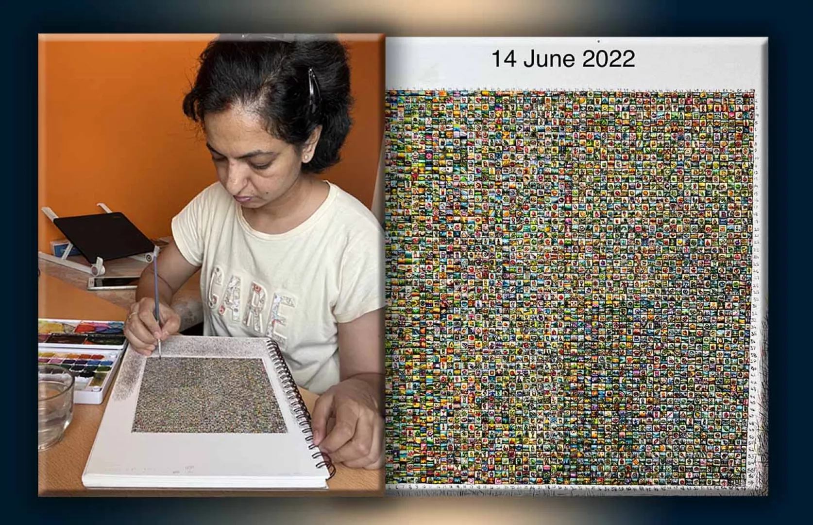 MOST MINIATURE PAINTINGS MADE ON A SINGLE 17 X 17CM SQUARE SHEET BY AN INDIVIDUAL