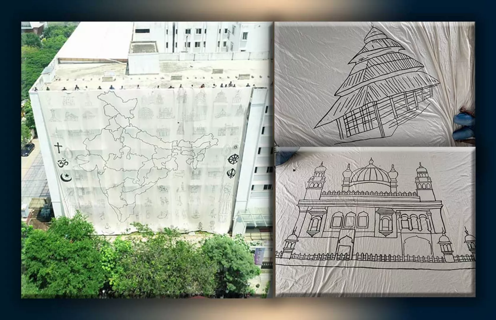 LARGEST INDIAN MAP DRAWING ON MUSLIN CLOTH