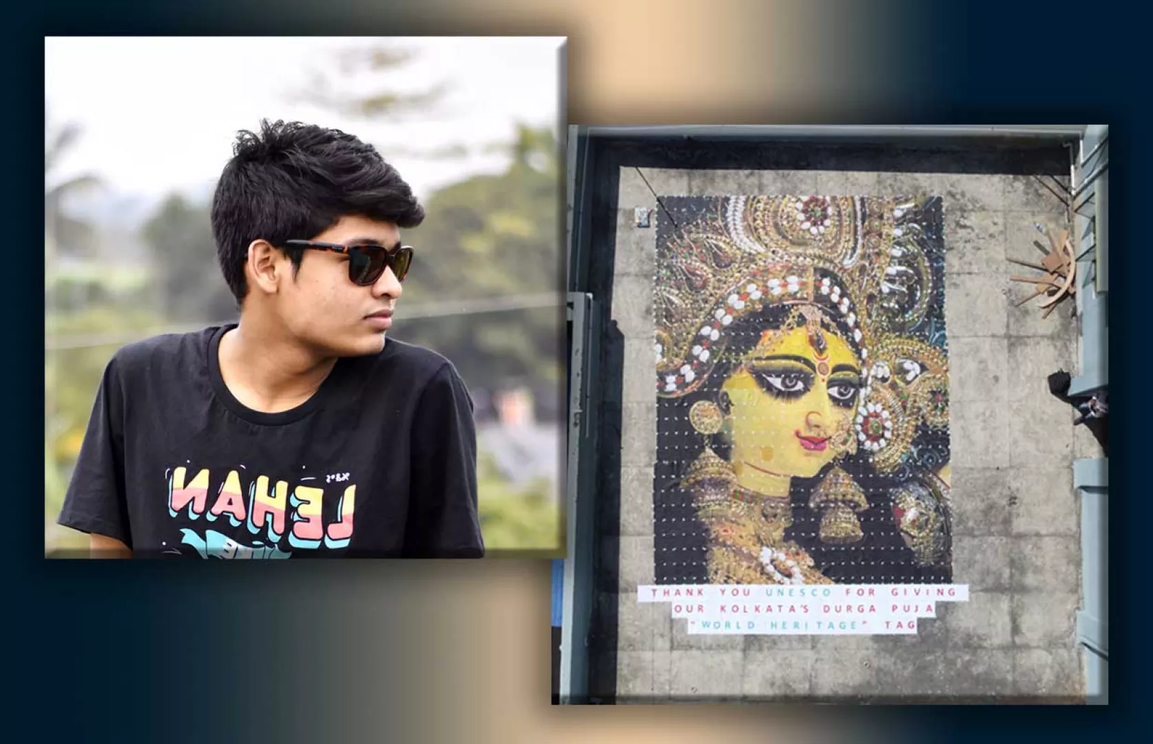 LARGEST MOSAIC ART PORTRAIT DRAWING OF UNESCO HERITAGE DURGA PUJA'S DURGA DEVI