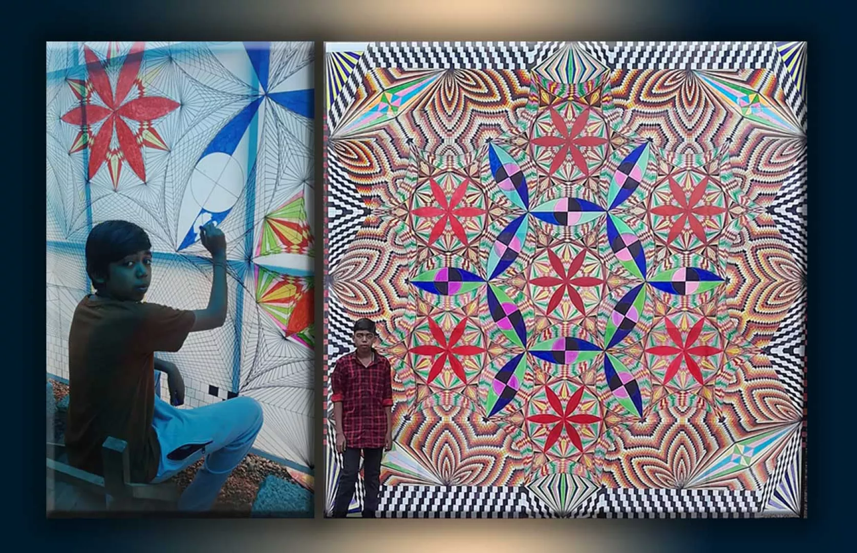 LARGEST COLORFUL GEOMETRICAL PATTERN MADE ON CLOTH (TEENAGER)”