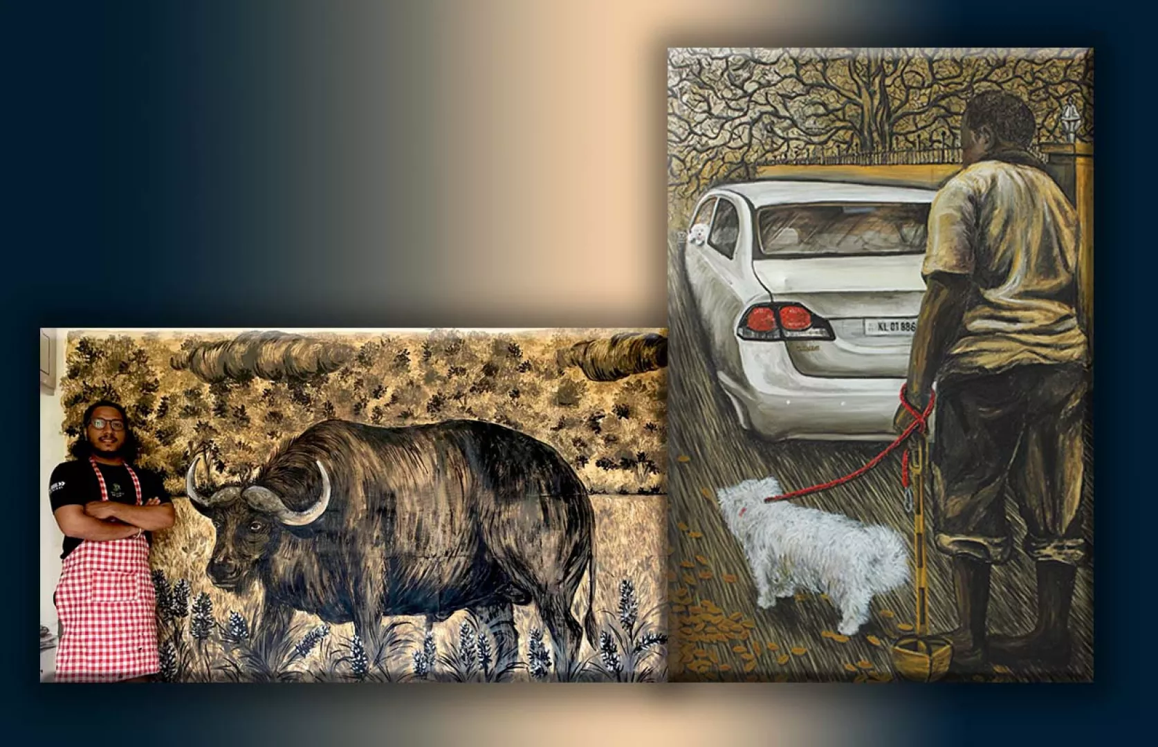 LARGEST BUFFALO PAINTING MADE BY AN INDIVIDUAL USING EARTHY CLAY AND ACRYLIC COLORS