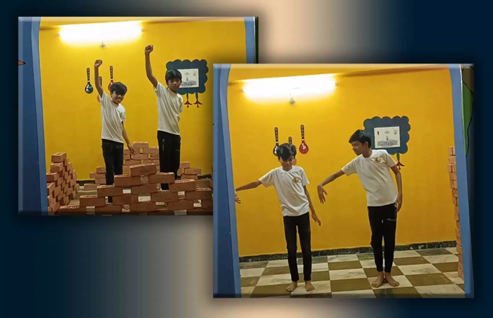 MOST NUMBER OF LARGEST BRICK PYRAMIDS MADE WHILE DANCING (DUO)