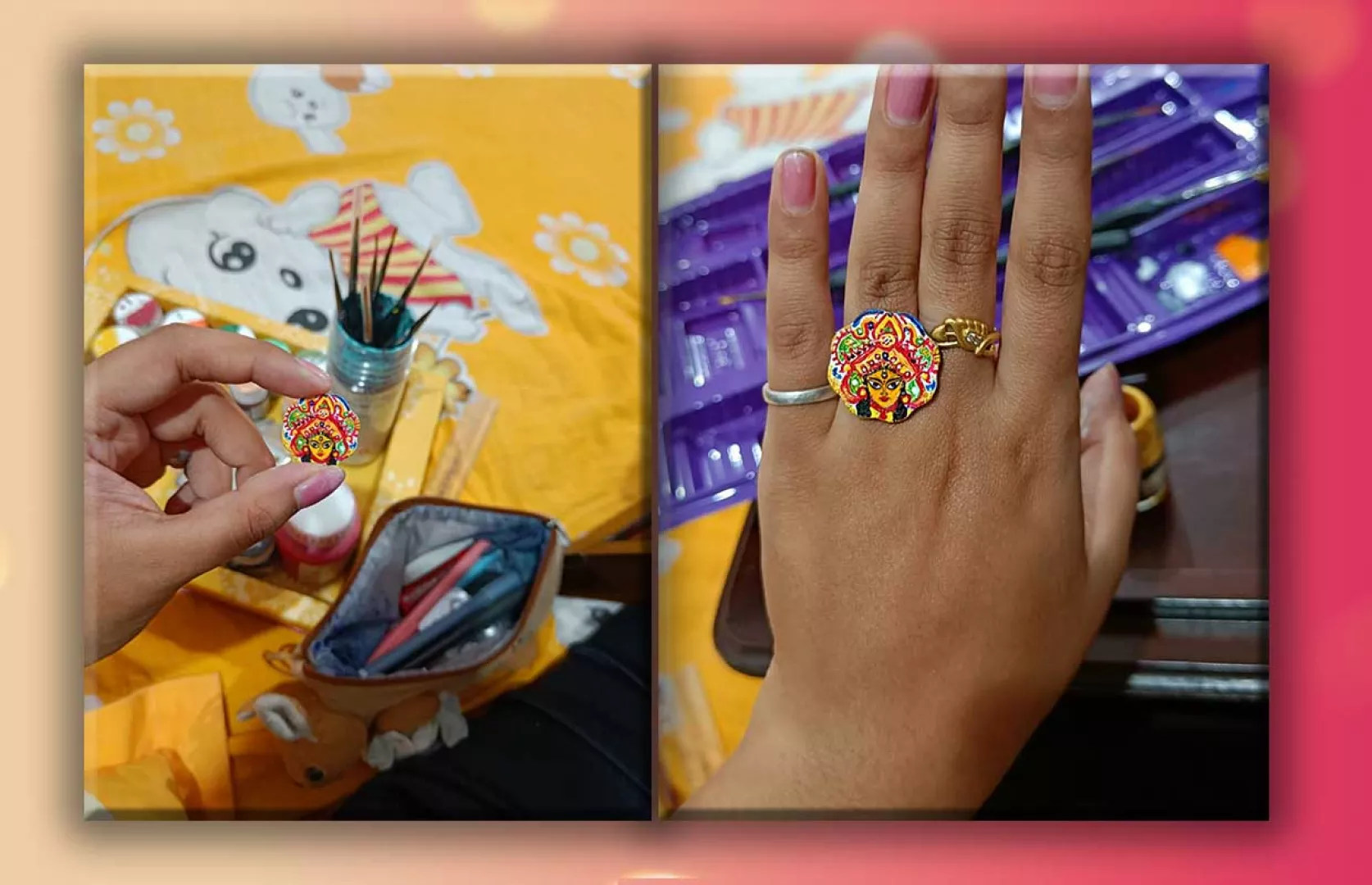 SMALLEST PAINTING OF GODDESS DURGA MADE ON INDIAN COIN