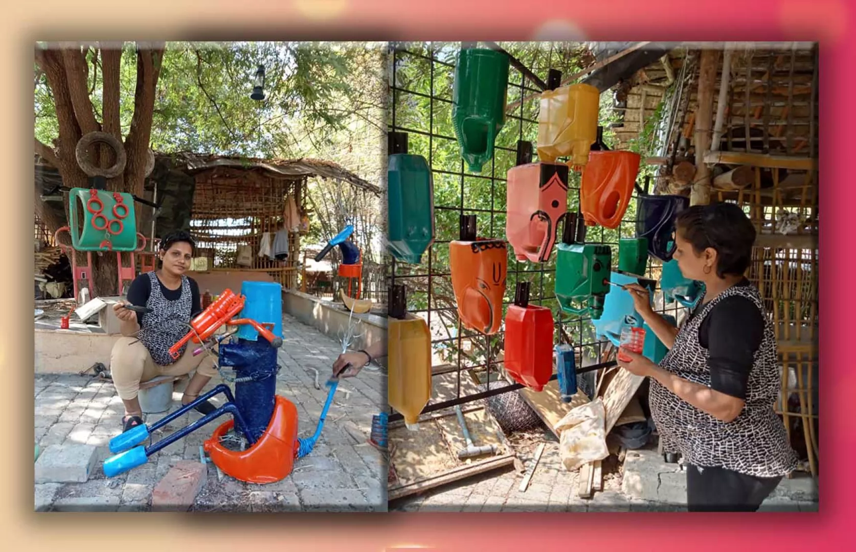 MOST NUMBER OF ART & CRAFT THINGS FOR PARK MADE WITH WASTE MATERIALS (DUO)