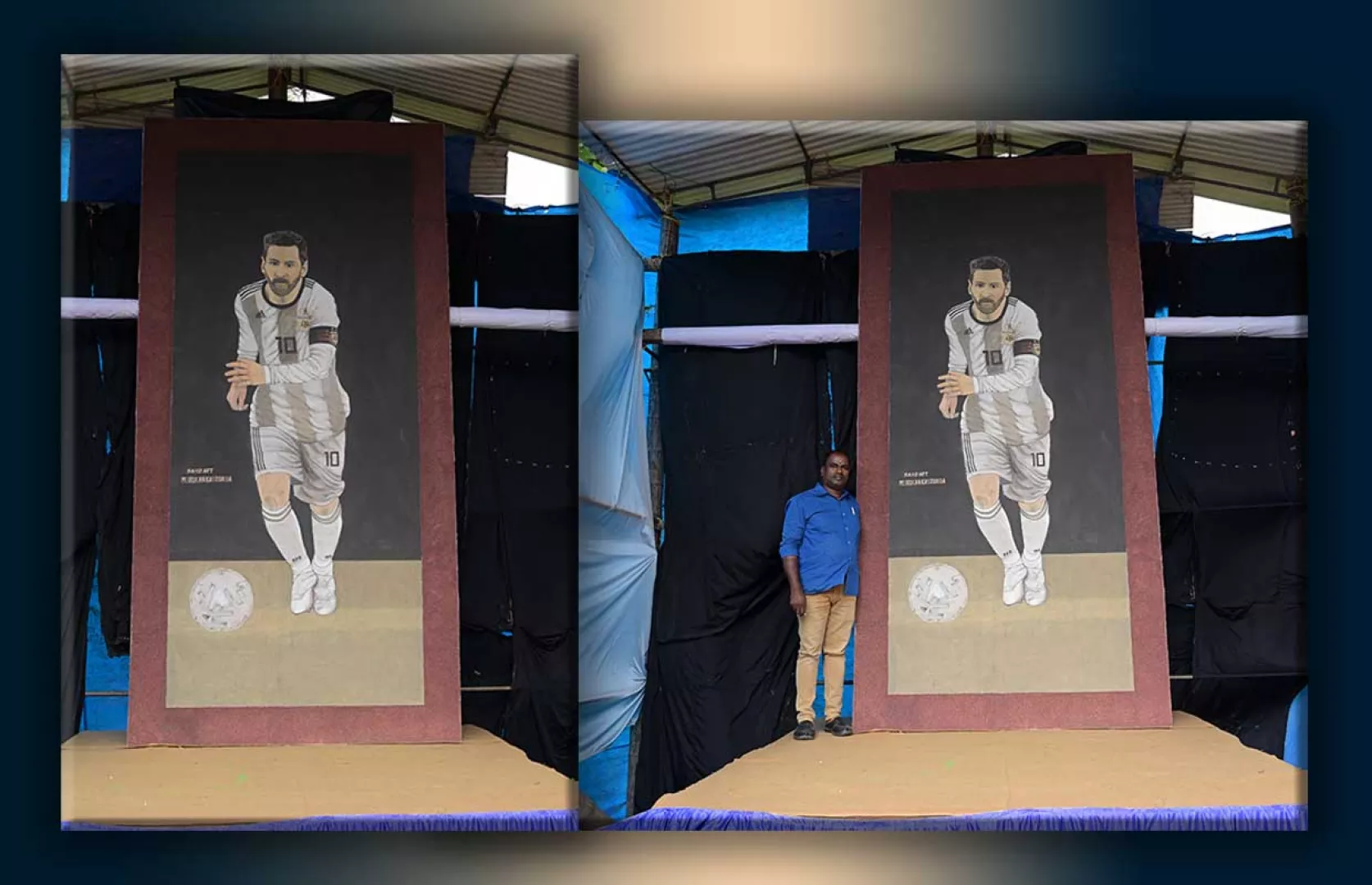 LARGEST SAND ART PORTRAIT OF LIONEL MESSI MADE BY AN INDIVIDUAL
