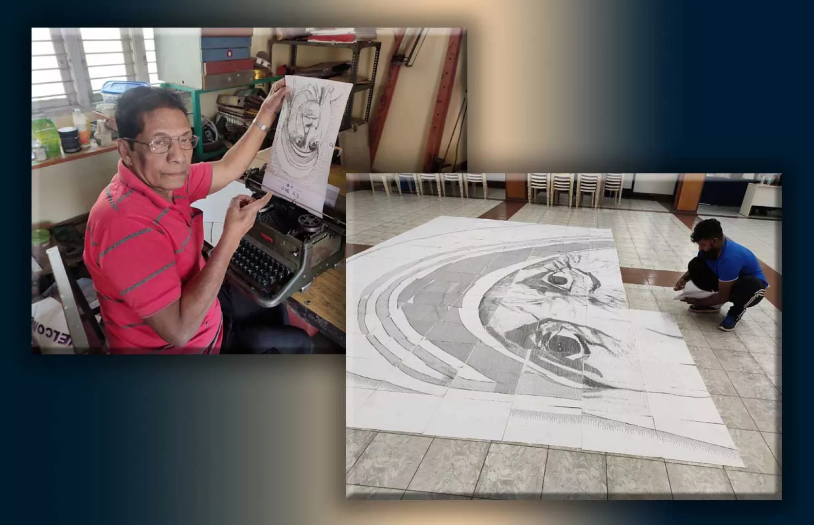 LARGEST INVERTED PORTRAIT OF MOTHER TERESSA MADE BY TYPE-WRITING ON PAPER