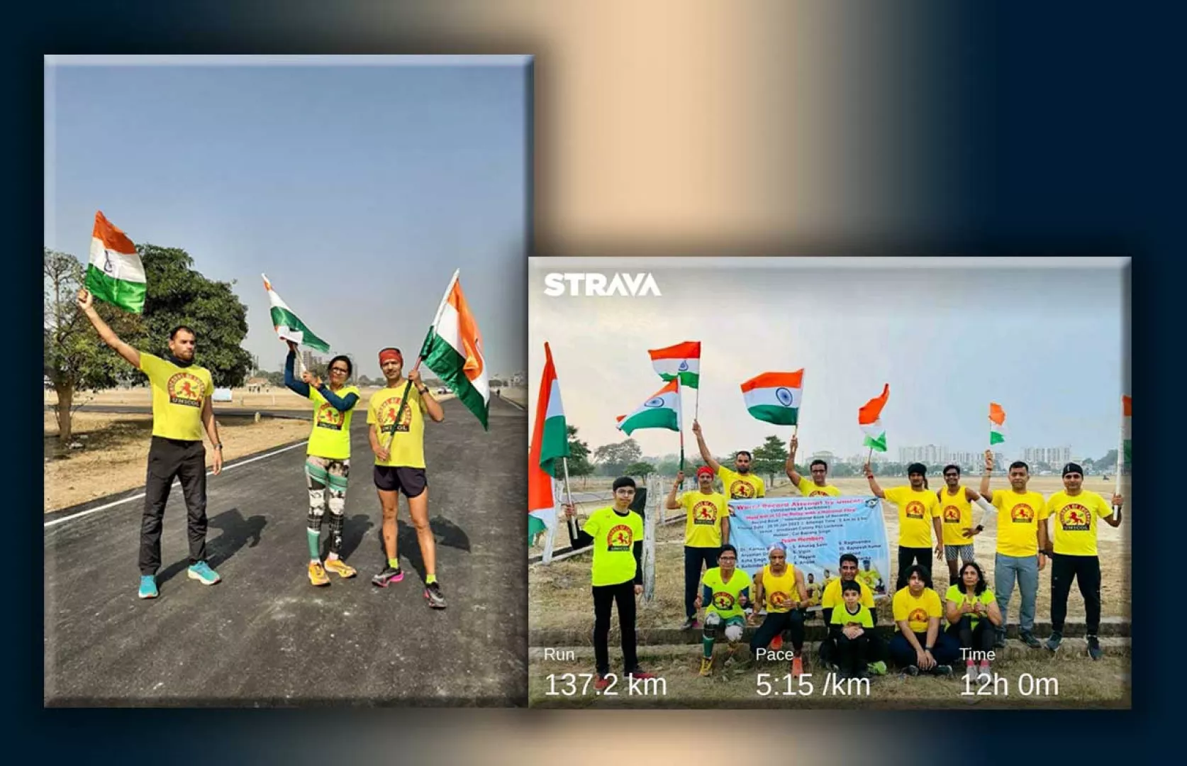 LONGEST RELAY RUNNING BY MAXIMUM PEOPLE WHILE HOLDING INDIAN NATIONAL FLAG