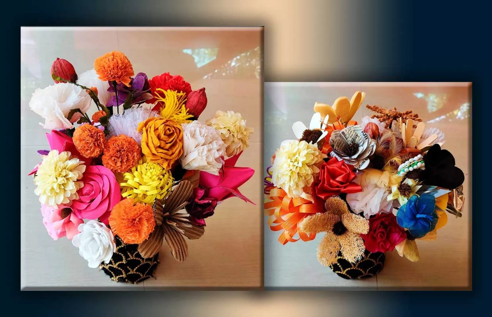 MAXIMUM HANDMADE FLOWER MADE EACH WITH DIFFERENT MATERIALS